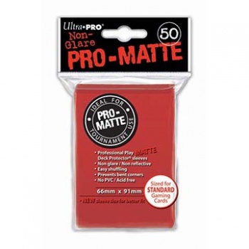 Kort tilbehør - Ultra Pro - Matte Non Glare Red (50 stk Standard Sleeves)